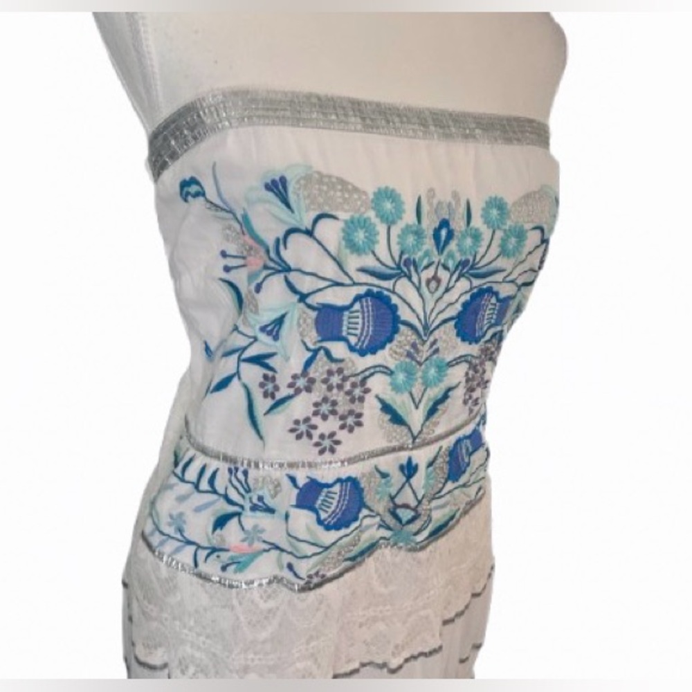 Embroidered 100% Cotton Floral Maxi Dress Medium Boston Proper Lace Boho Cottage - Picture 4 of 16